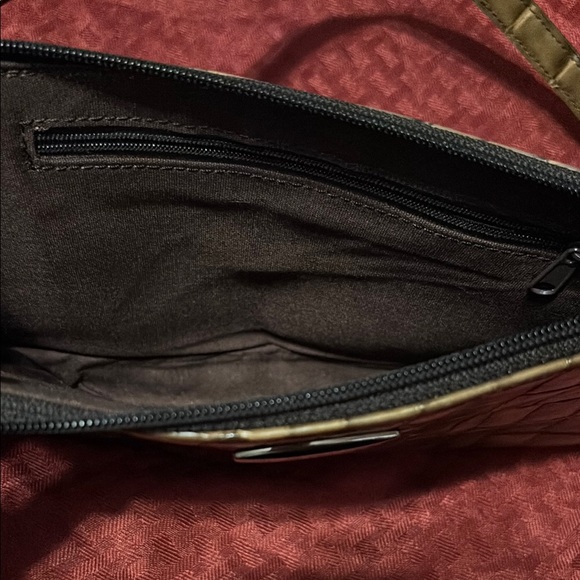 Apostrophe Faux Leather Brown Croc-Embossed Shoulder Bag - Picture 3 of 6